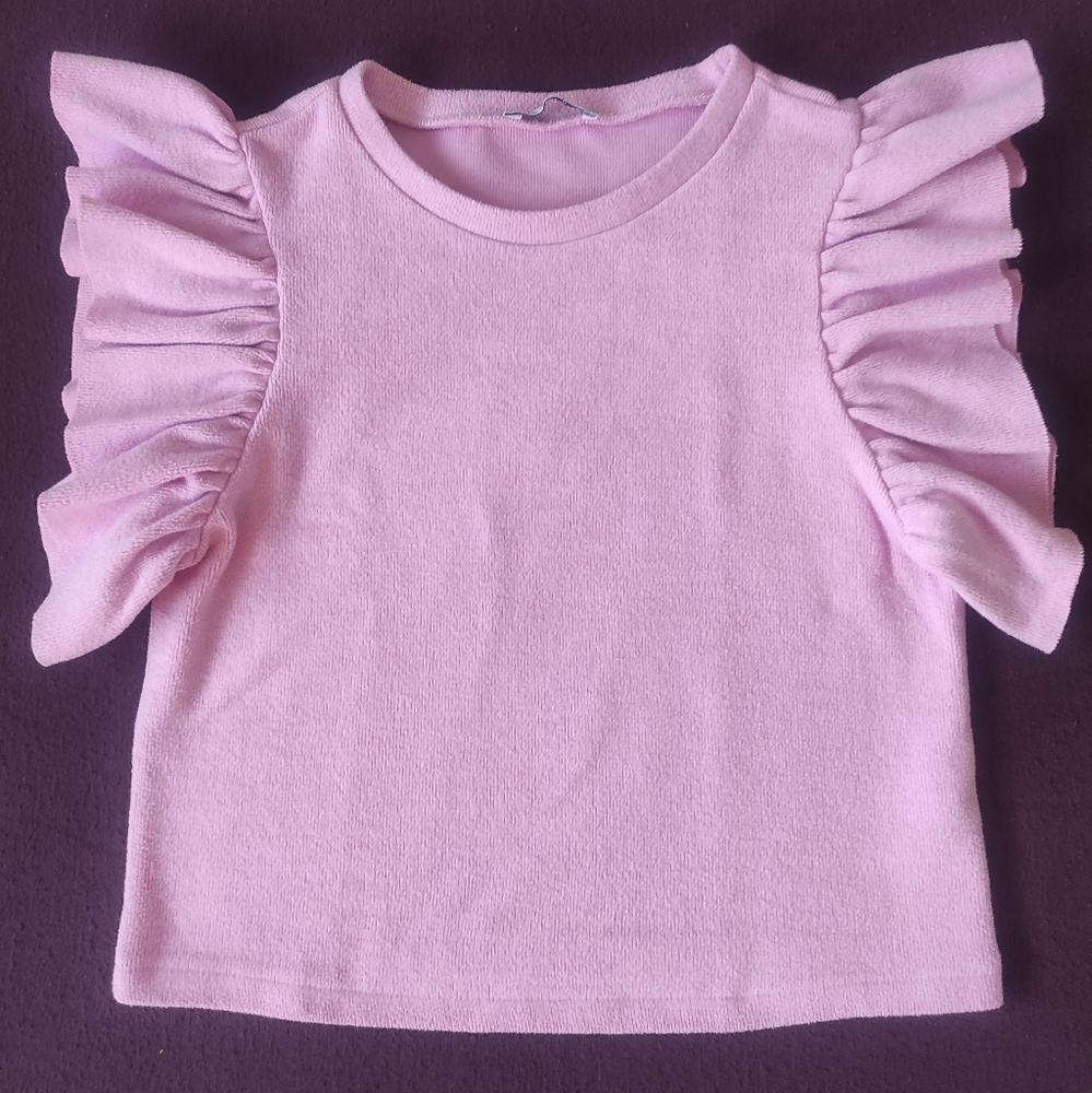 Zara soft ruffled sleeves cropped top